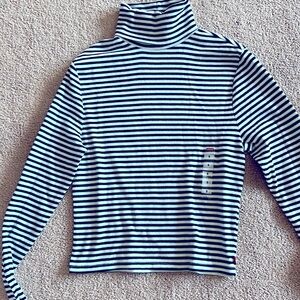 NWT Levis ribbed cotton turtleneck,  size S,  black/white/green striped